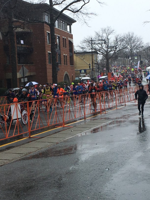 A sea of Boston Marathon Runners