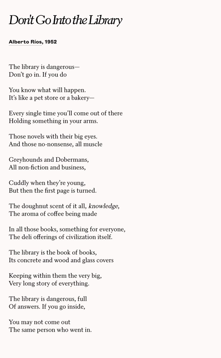 The library is dangerous--/ Don't go in.