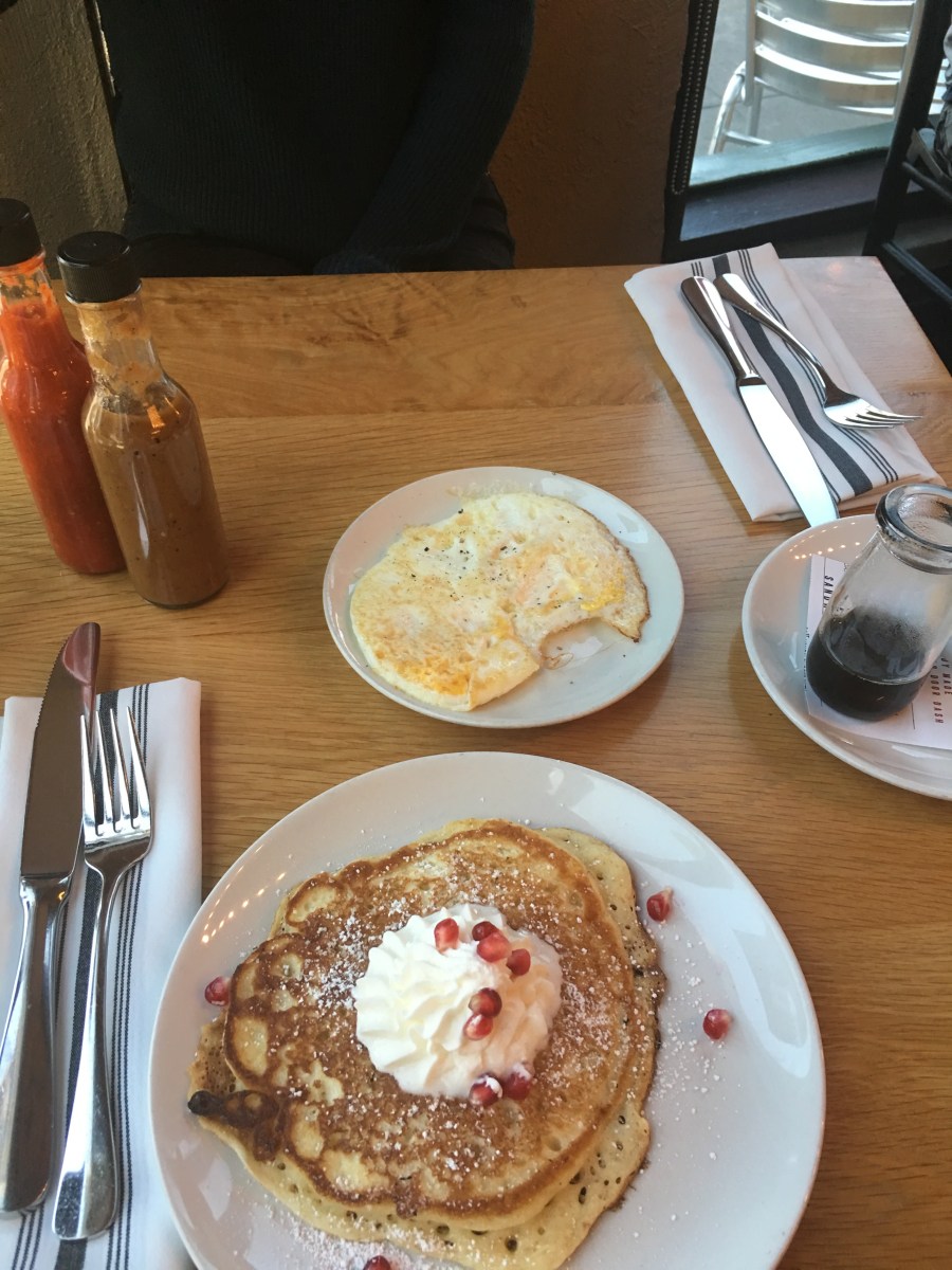 Pancakes and fried egg
